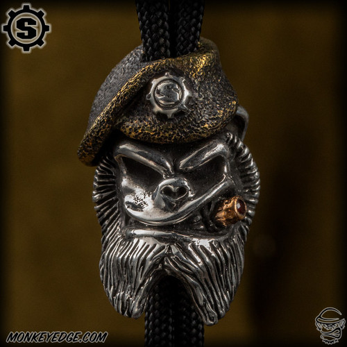 Starlingear Bead: Beret Monkey w/Badges - Silver/Brass/Copper w/Garnet