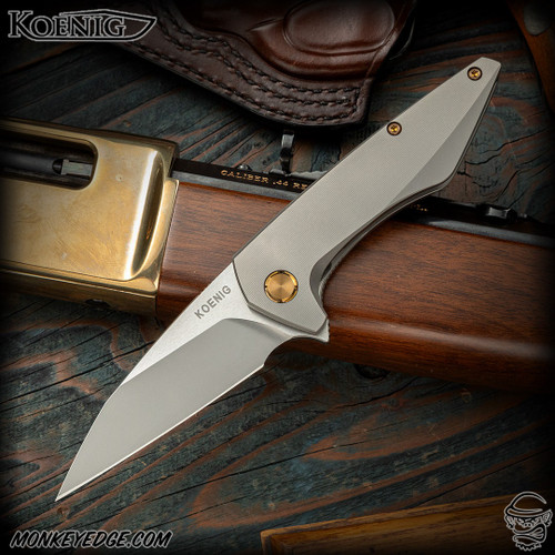 Koenig Knives: Mini Goblin - Two Tone/Blasted w/Bronze Hardware