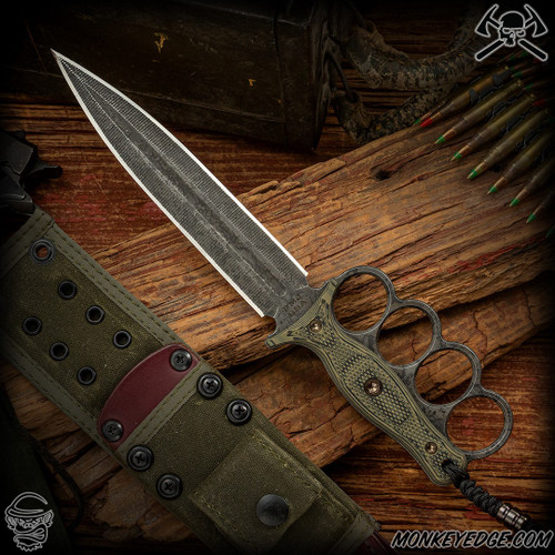 RMJ Tactical Fixed Blade: Trench Raider - Acid Etched/Dirty Olive