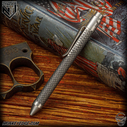 Nottingham Tactical Pen: Standard - Titanium Blasted - Carved