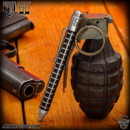 Nottingham Tactical Pen: Standard - Titanium Two Tone Satin - Monkey Edge FRAG Pattern