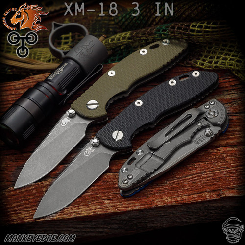 Hinderer Knives: XM-18 3 inch Non-Flipper Slicer w/Tri-Way - Working Finish
