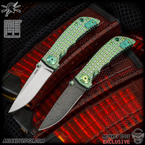 Spartan Blades Folder: SHF 3.25 - Two Tone Green Monkey Edge FRAG Pattern