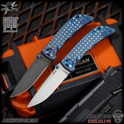 Spartan Blades Folder: SHF 3.25 - Two Tone Blue Monkey Edge FRAG Pattern