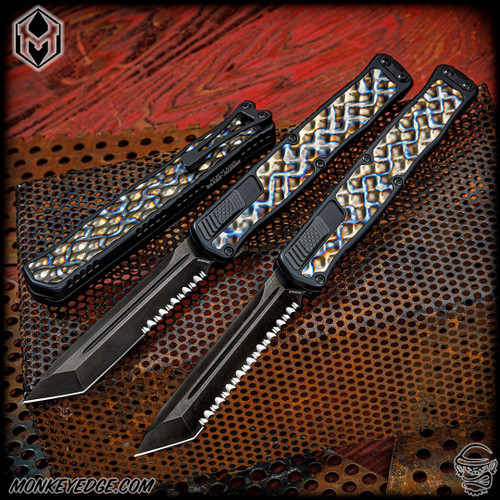 Heretic Knives: Cleric II Tanto - Stonewashed Black/Black w/Flamed Titanium Inlays 