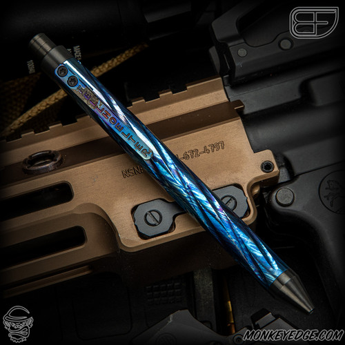 Fellhoelter TiCkler Pen - Zirc Damascus Spiral Fluted w/Zirc Tip + Cap - Cptn Axel Collab