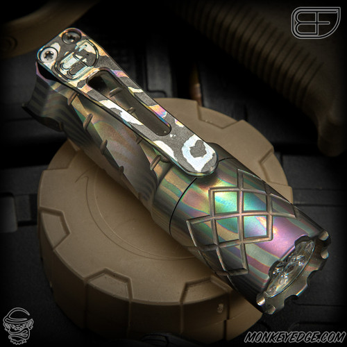 Fellhoelter FTD Flashlight: White Timascus ZirBlast Spiral Fluted - Cptn Axel Collab