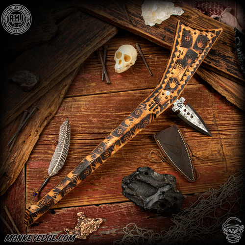 RMJ Tactical: Gold Point Gun Stock War Club - Ochre Hand/Sun Cross