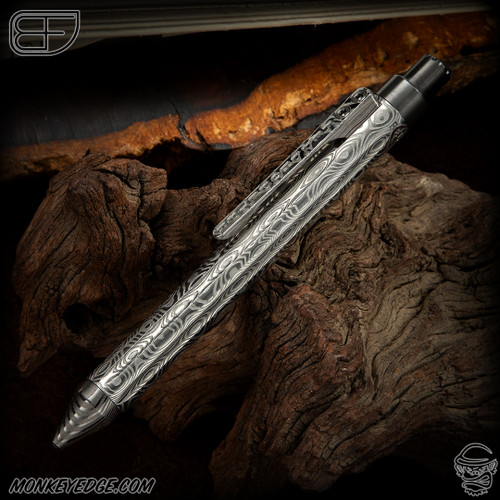 Fellhoelter TiCkler G2 Pen - Damasteel Straight Fluted w/Zirc Fap Cap