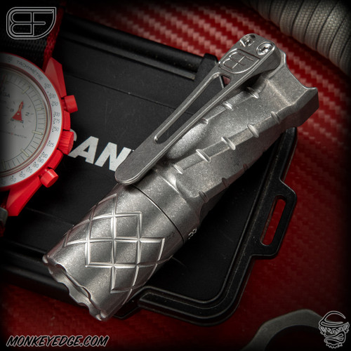 Fellhoelter FTD Flashlight: Titanium Tumbled Spiral Fluted/Diamonds