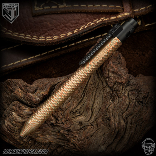 Nottingham Tactical: Standard Pen - Mokume Carved w/Machined Clip - Single Lock