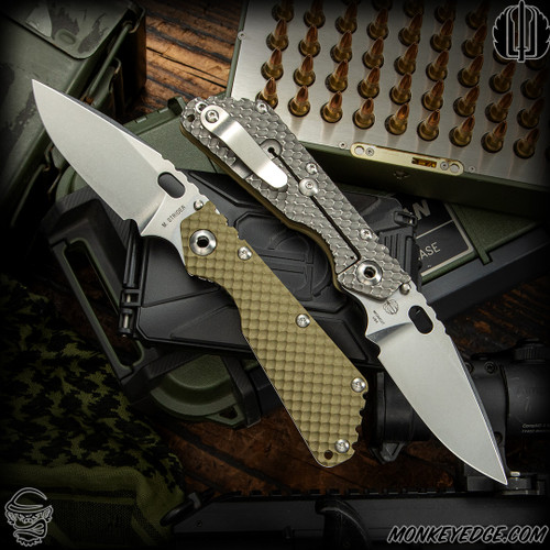Strider Knives Folder: SMF Dagger Grind - Stonewashed/Green G10 DGG DGG