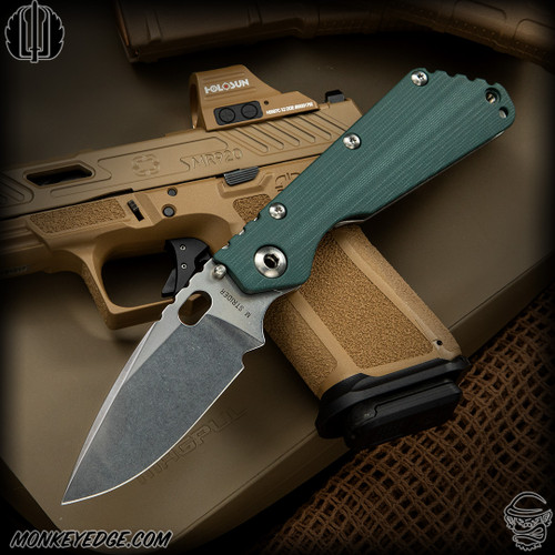 Strider Knives Folder: SMF CC Dagger Grind - Stonewashed/Green G10