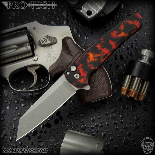 Pro-Tech Knives: Malibu Reverse Tanto - Stonewashed/Del Fuego