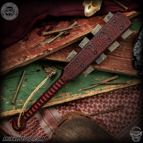 RMJ Tactical: Gold Point Small Aztec War Club - Aztec Calendar - Red - Death God