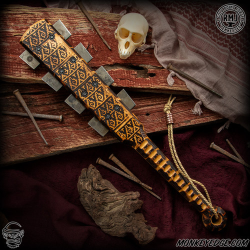 RMJ Tactical: Gold Point Small Aztec War Club - Aztec Pottery - Natural