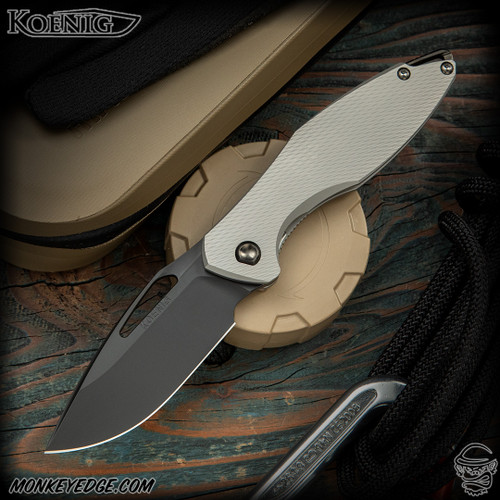 Koenig Knives: Mini Arius Non-Flipper - Black/Blasted Corda w/Black Hardware