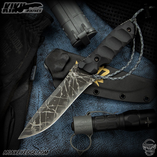 Kiku Matsuda Knives: High Back Fighter - Acid Etched/Black G10