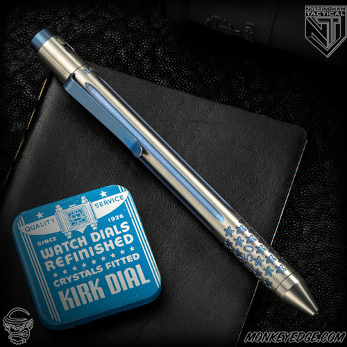 Nottingham Tactical Pen: G2 Full Size - Titanium 250th Edition Blue/Zir-Blast - Single Lock
