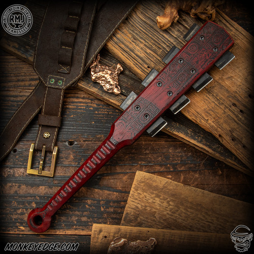 RMJ Tactical: Gold Point Small Aztec War Club - Aztec Pottery - Red