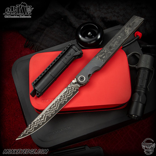 Old Dominion Knifeworks: Slenderman 6 Inch - Damascus/Carbon Fiber