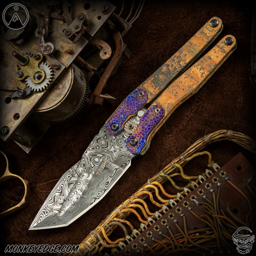 TAS Knives Folder: Mitrul Balisong - Damasteel/Rusty Tank