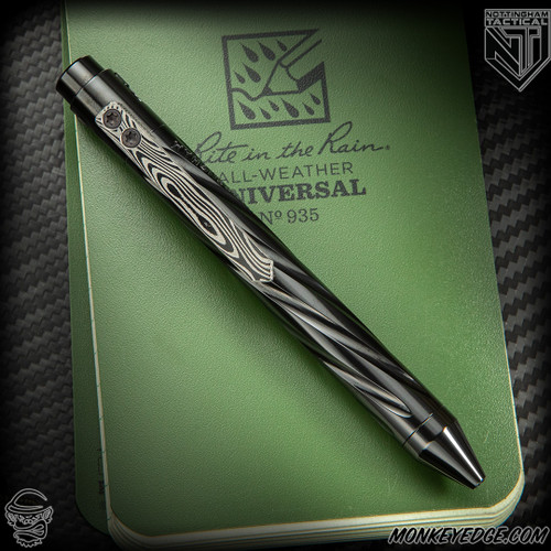 Nottingham Tactical: G2 Mini Pen - Zirconium w/Damasteel Clip - Spiral Fluted - Single Lock