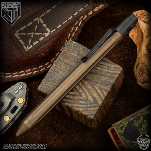 Nottingham Tactical Pen: G2 Full Size - Titanium Midnight Bronze - Straight Fluted - Double Lock