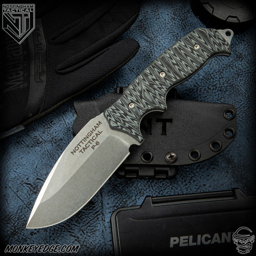 Nottingham Tactical: P6 Fixed Blade - Stonewashed/Black-Grey G10