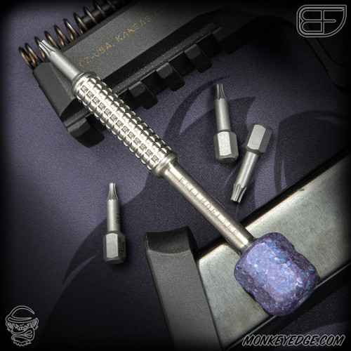Fellhoelter Screw-It: Titanium Monkey Edge FRAG Pattern w/Purple CrystalTi Hex Ball
