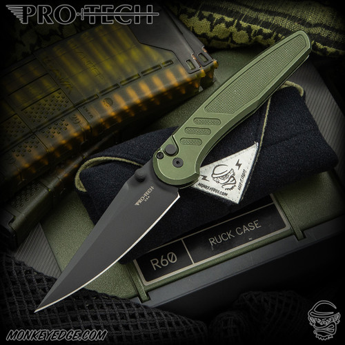 Pro-Tech Knives: Avalon (Peace Neighbor Design) - Black/Battleworn Green