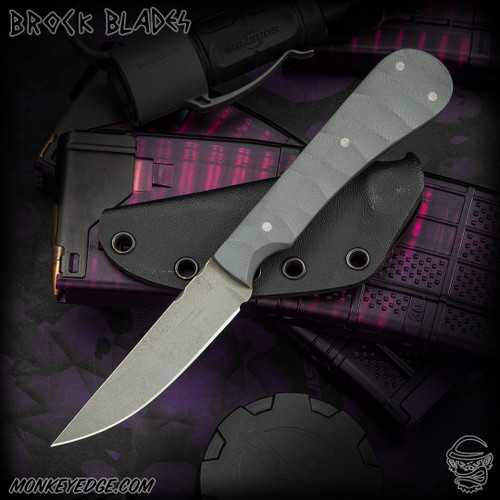 Brock Blades: Combat Steak Knife - Tumbled/Gray G10