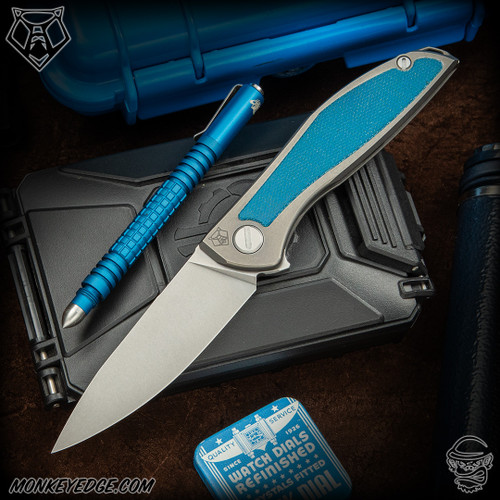 Shirogorov Knives: Neon NL - Tumbled/Blue Micarta