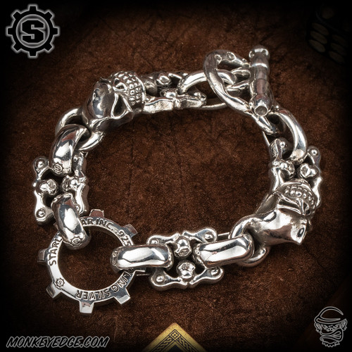 Starlingear Bracelet: Slickster w/Face Off Links - Silver