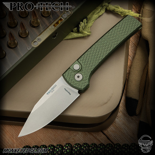 Pro-Tech Knives: Scapegoat Compact (Chaves Design) - Stonewashed/Green Carbide