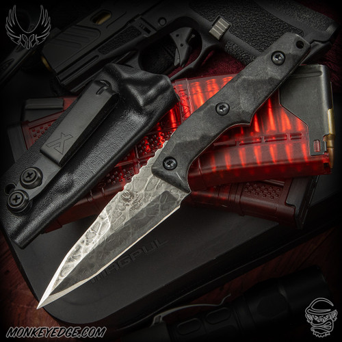 Bawidamann Blades: Thick Huginn Dagger - Acid Etched/Silver Smoke