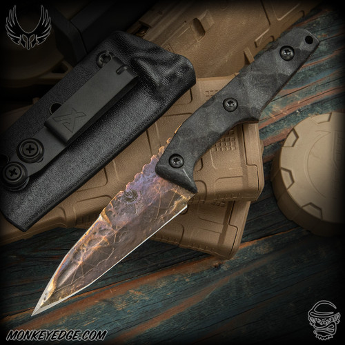 Bawidamann Blades: Slim Huginn Dagger - Sinew Etched/Spectral Pearl Patina