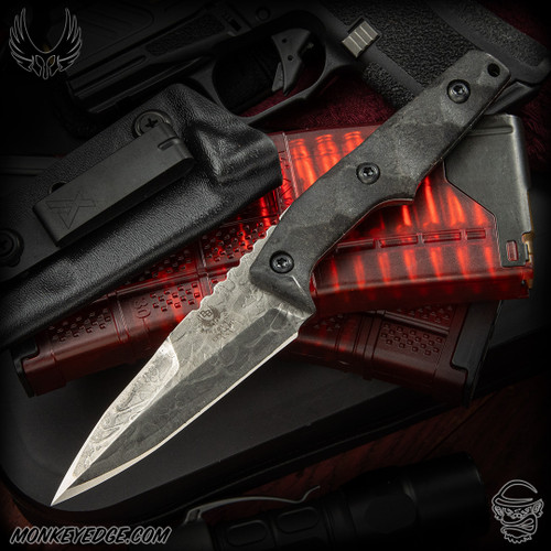 Bawidamann Blades: Thick Huginn Dagger - Acid Etched/Silver Smoke
