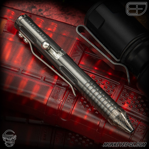Fellhoelter TiNyBolt Pen - Zirconium Deluxe w/Damasteel Bolt + Tip + Cap - Cptn Axel Collab