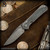 Chris Reeve Knives Folder: Sebenza 31 Large Inlay - Drop Point Black Micarta Raindrop Damascus (CRK0409-SC368)