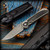 Chris Reeve Knives Folder: Sebenza 31 Small Inlay - Drop Point Black Micarta Ladder Damascus