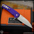Pro-Tech Knives: Texas Malibu - Stonewashed/Purple w/Mother of Pearl Button
