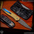 Pro-Tech Knives Custom: Newport - Damascus/Gold Anodized Titanium w/Abalone Inlay
