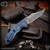 Hinderer Knives: XM-18 3.5 inch Auto Bowie - Stonewashed Blue