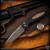 Pro-Tech Knives Custom: Cambria 2 - Damascus/Black w/Maple Burl Inlay