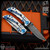 Spartan Blades Folder: SHF 3.25 - Two Tone Blue Monkey Edge FRAG Pattern