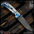 Spartan Blades Folder SHF - Two Tone Blue Monkey Edge FRAG Pattern