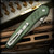 Pro-Tech Knives: Avalon Custom (Peace Neighbor Design) - Damascus/Green Knurled - Blade Show