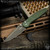 Pro-Tech Knives: Avalon Custom (Peace Neighbor Design) - Damascus/Green Knurled - Blade Show