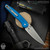 Pro-Tech Knives: Avalon (Peace Neighbor Design) - Stonewashed/Battleworn Blue